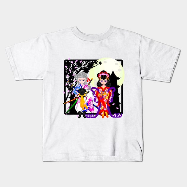 SAKURA MOON Kids T-Shirt by cholesterolmind